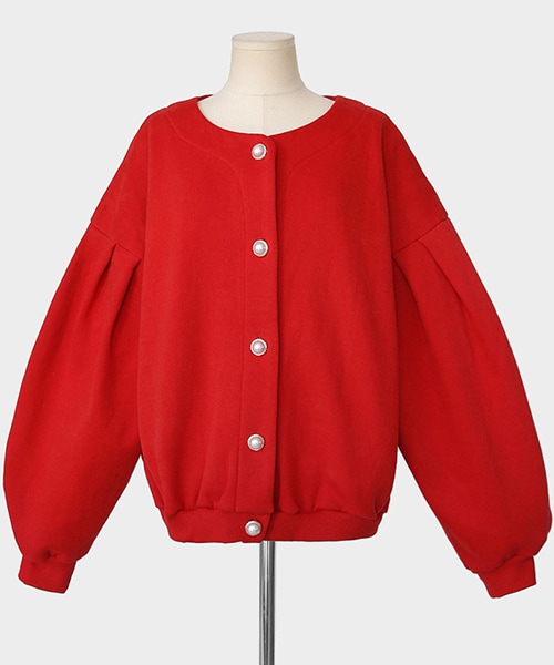 DHOLIC（ディーホリック）の「裏起毛パールボタンカーディガン（カーディガン/ボレロ・レディース・ブラック/レッド・FREE）」の2枚目の写真