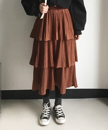 DHOLIC | ウエストゴムリンクルティアードスカート(スカート)