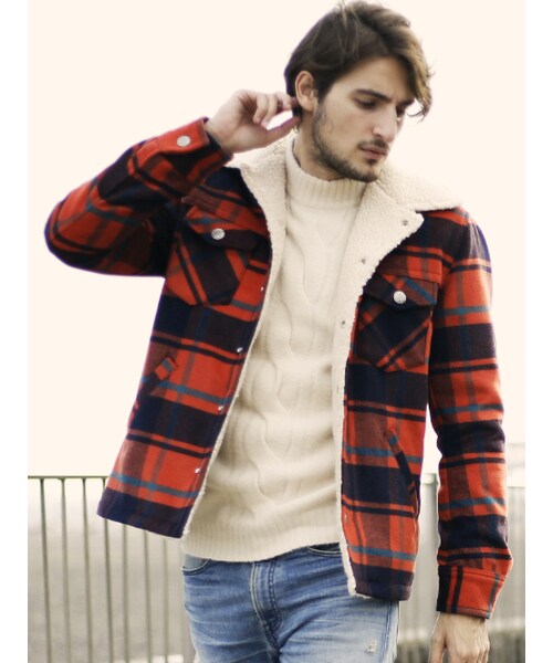 JACKROSE（ジャックローズ）の「ウールチェックボアランチコート