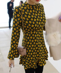 DHOLIC | ラッフルヘムフローラルミニワンピース(ワンピース)