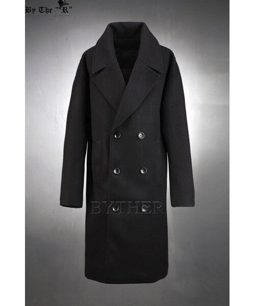 ByTheR（バイザアール）の「フェイクウールダブルルーズコート（ダッフルコート・メンズ・ベージュ/ブラック・FREE）」の2枚目の写真