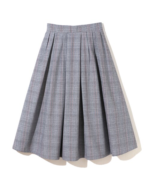 GRL（グレイル）の「グレンチェックタックフレアスカート（スカート・レディース・ブラウン/グレー・M）」の2枚目の写真
