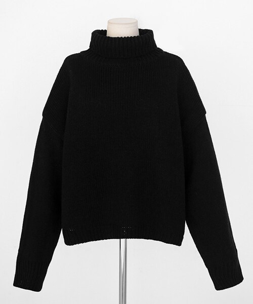 タグ付新品 Theory タートルネック クロップドニット セーター 黒 A'GEM/9 × .kom『ACOVER/オコボ』CROPFIT TURTLE NECK LONG