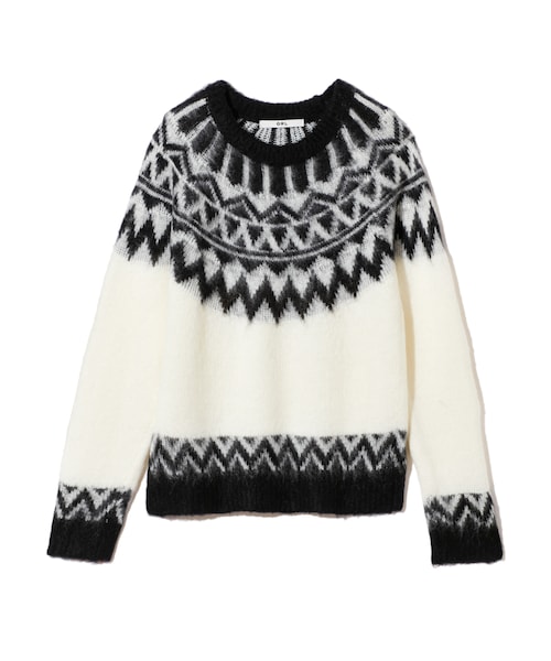 GRL（グレイル）の「求心柄モヘヤタッチニットトップス（ニット/セーター・レディース・ブラウン/オフホワイト・M）」の2枚目の写真