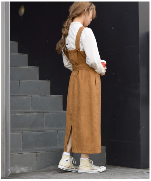 w closet（ダブルクローゼット）の「前開きナローワンピース（ワンピース/ドレス・レディース・ベージュ/キャメル/ピンク/ブラック・FREE）」の7枚目の写真