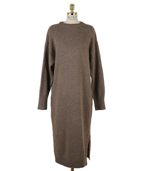 DINT（ディント）の「デブラーサイドスリットレムスウルワンピース（ドレス・レディース・Brown・one(44~66size)）」の2枚目の写真