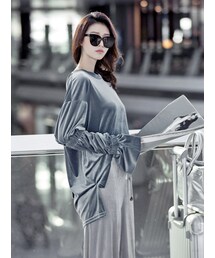 DINT | マリオンバンディングスリーブベルベットトップ(Tシャツ/カットソー)