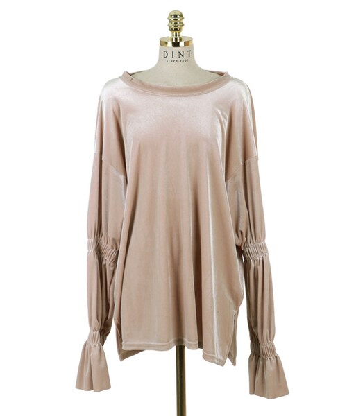 DINT(ディント)の「マリオンバンディングスリーブベルベットトップ(Tシャツ/カットソー・レディース・Blue/Beige・one(44~66size))」の2枚目の写真