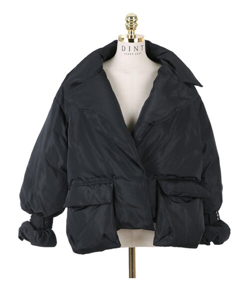DINT（ディント）の「ストッパーボリュームストリングのおかげダウンパディング（マウンテンパーカー・レディース・White/Black・one(44~66size)）」の3枚目の写真