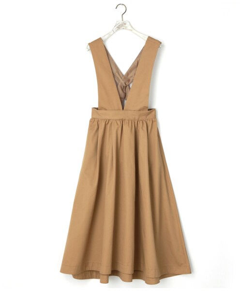 w closet（ダブルクローゼット）の「コットンツイルサロペットスカート（スカート・レディース・Dベージュ/ブラック・FREE）」の2枚目の写真