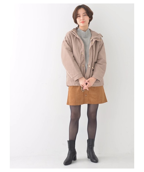 earth music&ecology（アースミュージックアンドエコロジー）の「・ボアライナー付マウンテンパーカー（ジャケット/アウター・ベージュ/カーキ/ネイビー・M/L）」の3枚目の写真