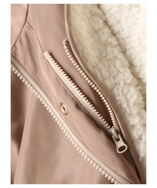 earth music&ecology（アースミュージックアンドエコロジー）の「・ボアライナー付マウンテンパーカー（ジャケット/アウター・ベージュ/カーキ/ネイビー・M/L）」の9枚目の写真