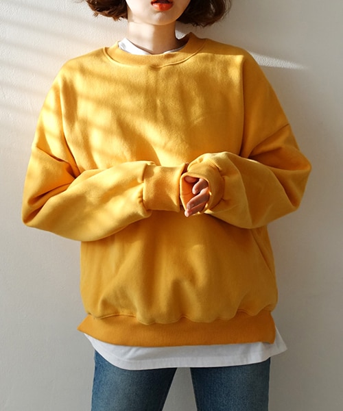 DHOLIC（ディーホリック）の「裏起毛サイドスリットスウェット（スウェット・レディース・ピンク/ホワイト/イエロー/グリーン/ブルー/オレンジ/ブラック/グレー・FREE）」の7枚目の写真