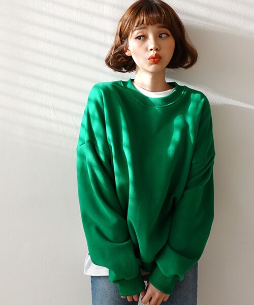 DHOLIC（ディーホリック）の「裏起毛サイドスリットスウェット（スウェット・レディース・ピンク/ホワイト/イエロー/グリーン/ブルー/オレンジ/ブラック/グレー・FREE）」の5枚目の写真