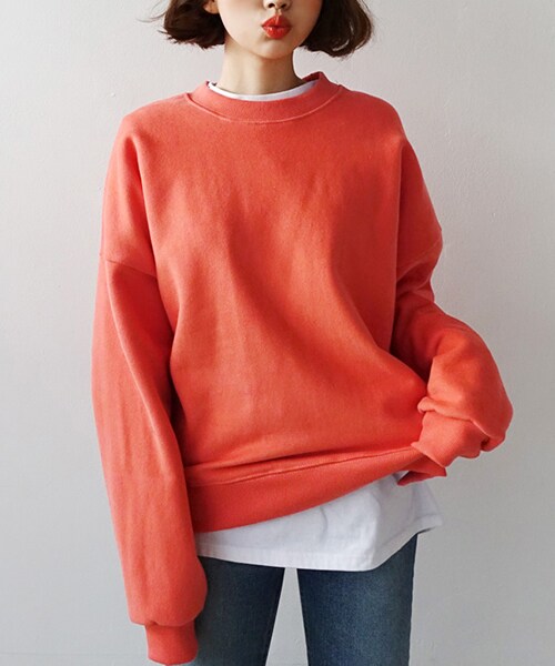 DHOLIC（ディーホリック）の「裏起毛サイドスリットスウェット（スウェット・レディース・ピンク/ホワイト/イエロー/グリーン/ブルー/オレンジ/ブラック/グレー・FREE）」の8枚目の写真