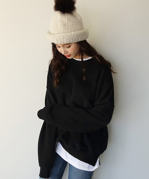 DHOLIC（ディーホリック）の「裏起毛サイドスリットスウェット（スウェット・レディース・ピンク/ホワイト/イエロー/グリーン/ブルー/オレンジ/ブラック/グレー・FREE）」の3枚目の写真