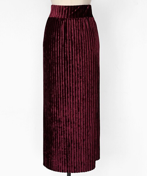 DHOLIC(ディーホリック)の「プリーツベロアロングスカート(スカート・レディース・ブルー/レッド/ブラック・FREE)」の3枚目の写真