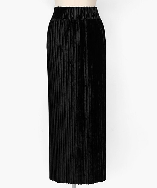 DHOLIC(ディーホリック)の「プリーツベロアロングスカート(スカート・レディース・ブルー/レッド/ブラック・FREE)」の2枚目の写真