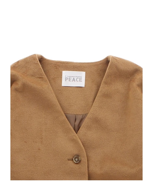 E hyphen world gallery（イーハイフンワールドギャラリー）の「・T/Rビーバーノーカラーコート（ジャケット/アウター・グレー/ブラック/ピンク/キャメル・F）」の3枚目の写真