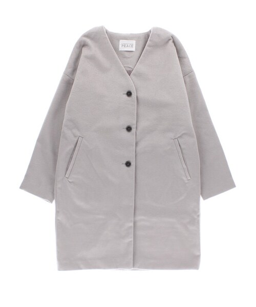 E hyphen world gallery（イーハイフンワールドギャラリー）の「・T/Rビーバーノーカラーコート（ジャケット/アウター・グレー/ブラック/ピンク/キャメル・F）」の6枚目の写真