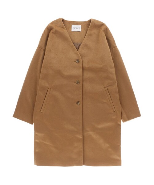 E hyphen world gallery（イーハイフンワールドギャラリー）の「・T/Rビーバーノーカラーコート（ジャケット/アウター・グレー/ブラック/ピンク/キャメル・F）」の9枚目の写真