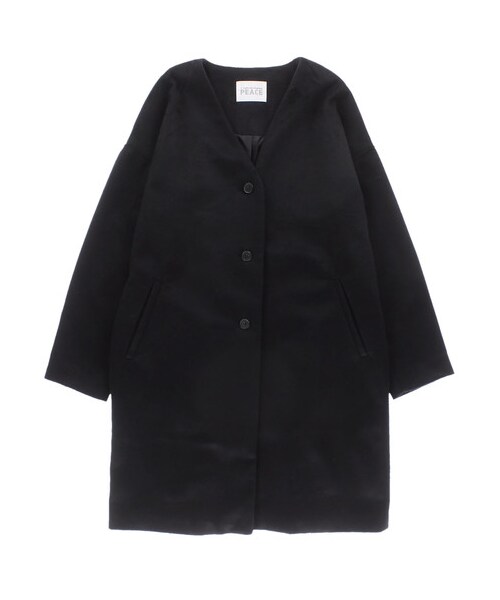 E hyphen world gallery（イーハイフンワールドギャラリー）の「・T/Rビーバーノーカラーコート（ジャケット/アウター・グレー/ブラック/ピンク/キャメル・F）」の7枚目の写真