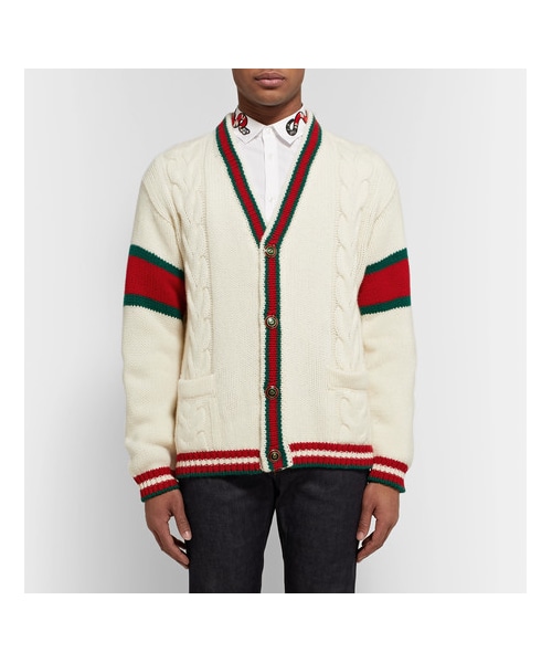 GUCCI ホワイトニットカーディガン Gucci x adidas Mohair Knit Cardigan (GUCCI/カーディガン
