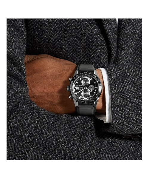 TAG Heuer（タグホイヤー）の「TAG Heuer Carrera Automatic Chronograph 43mm Steel And Rubber Watch（アナログ腕時計・メンズ・Gray・one size）」の5枚目の写真