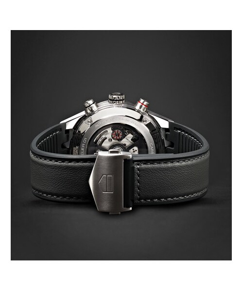 TAG Heuer（タグホイヤー）の「TAG Heuer Carrera Automatic Chronograph 43mm Steel And Rubber Watch（アナログ腕時計・メンズ・Gray・one size）」の3枚目の写真