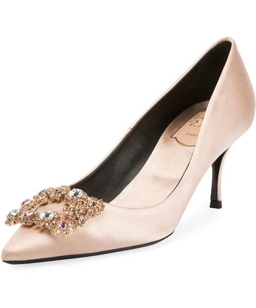 パンプス ROGER VIVIER FLOWER STRASS PUMPS Roger Vivier Flower Strass Satin Pumps | Saks Fifth Avenue