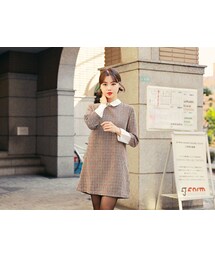 HOTPING | ホワイトカラーハウンドトゥースミニワンピース(ワンピース)