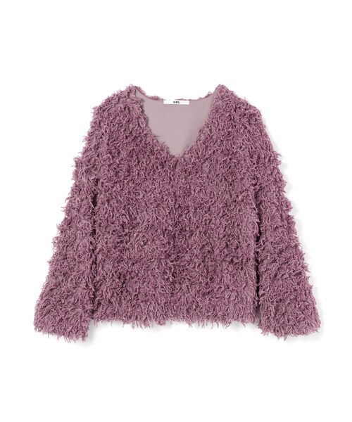 GRL（グレイル）の「フリンジモールヤーンニットトップス（ニット/セーター・レディース・ブラック/アイボリー/ラベンダー・F）」の3枚目の写真