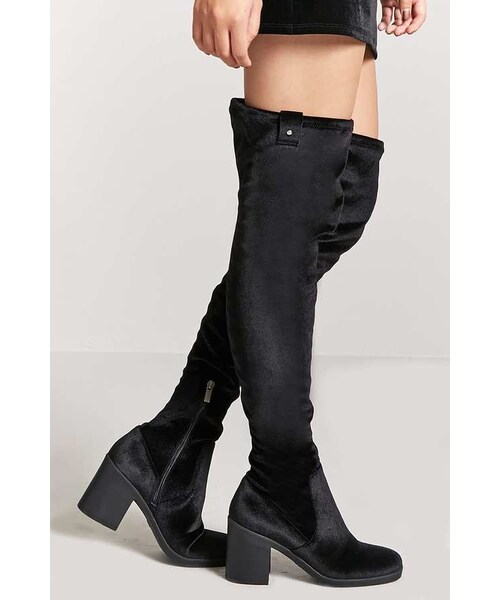 FOREVER 21（フォーエバー トゥエンティーワン）の「FOREVER 21 Velvet Thigh High Boots（ブーツ・レディース・Black/Blue・5.5/6/6.5/7/7.5/8/8.5）」の3枚目の写真