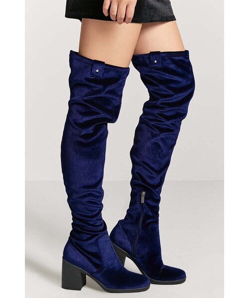 FOREVER 21（フォーエバー トゥエンティーワン）の「FOREVER 21 Velvet Thigh High Boots（ブーツ・レディース・Black/Blue・5.5/6/6.5/7/7.5/8/8.5）」の5枚目の写真