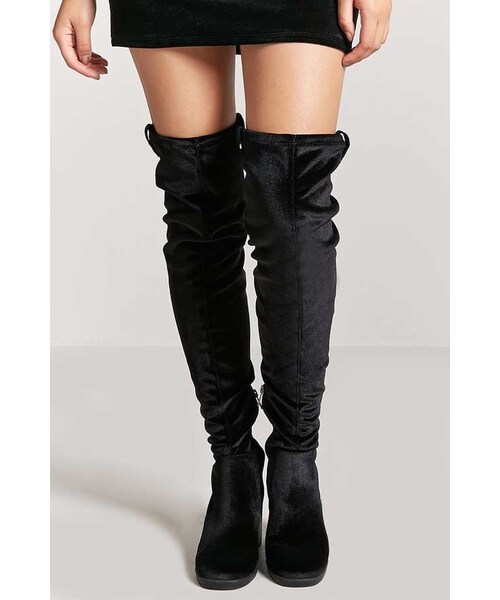 FOREVER 21（フォーエバー トゥエンティーワン）の「FOREVER 21 Velvet Thigh High Boots（ブーツ・レディース・Black/Blue・5.5/6/6.5/7/7.5/8/8.5）」の9枚目の写真