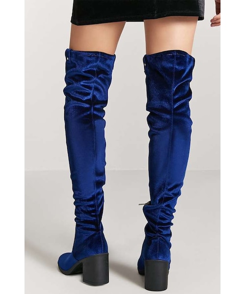 FOREVER 21（フォーエバー トゥエンティーワン）の「FOREVER 21 Velvet Thigh High Boots（ブーツ・レディース・Black/Blue・5.5/6/6.5/7/7.5/8/8.5）」の6枚目の写真