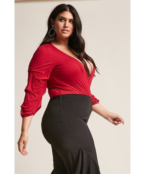 FOREVER 21(フォーエバー トゥエンティーワン)の「FOREVER 21+ Plus Size Plunging Surplice Bodysuit(アンダーウェア・レディース・Black/Yellow/Red・1X/2X/3X)」の6枚目の写真