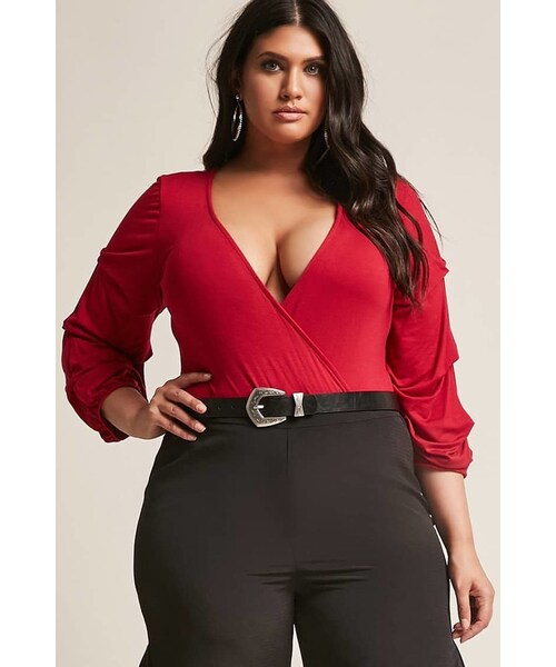 FOREVER 21(フォーエバー トゥエンティーワン)の「FOREVER 21+ Plus Size Plunging Surplice Bodysuit(アンダーウェア・レディース・Black/Yellow/Red・1X/2X/3X)」の3枚目の写真