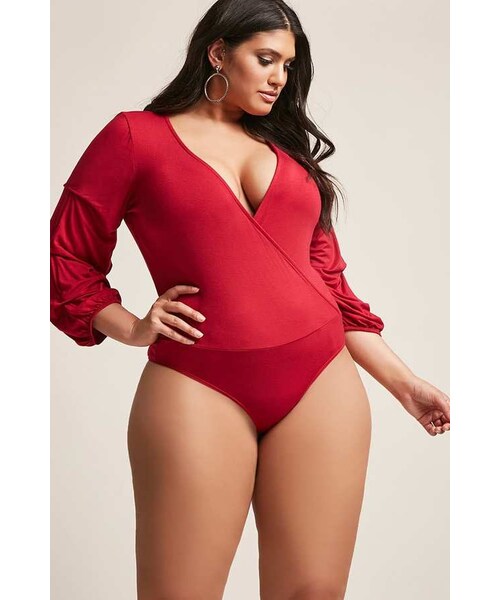 FOREVER 21(フォーエバー トゥエンティーワン)の「FOREVER 21+ Plus Size Plunging Surplice Bodysuit(アンダーウェア・レディース・Black/Yellow/Red・1X/2X/3X)」の4枚目の写真
