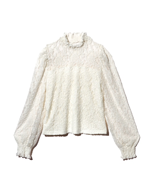 GRL（グレイル）の「ハイネックパワショルレーストップス（Tシャツ/カットソー・レディース・キャメル/ブラック/オフホワイト/ラベンダー・M）」の2枚目の写真