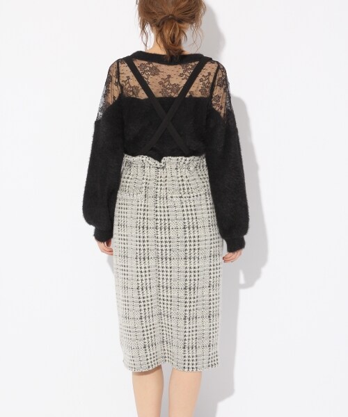 Heather（ヘザー）の「サスツキチェックタイトスカート（スカート・ホワイトベース/グレー系/ブラウン）」の8枚目の写真