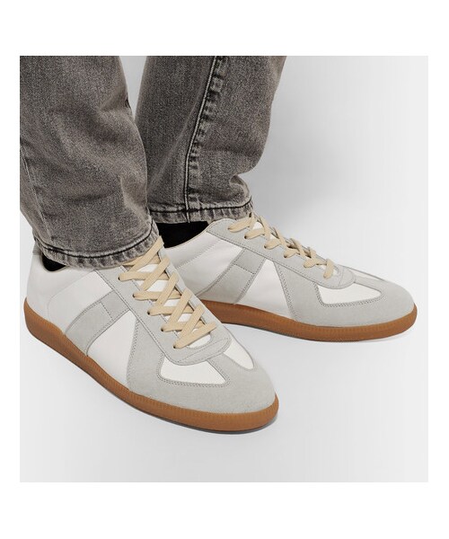 Maison Margiela（メゾンマルジェラ）の「Maison Margiela Replica Suede And Leather Sneakers（スニーカー・メンズ・White・EU40/EU46/EU44.5/EU44/EU43.5/EU45/EU43/EU42/EU41.5/EU41/EU42.5）」の4枚目の写真