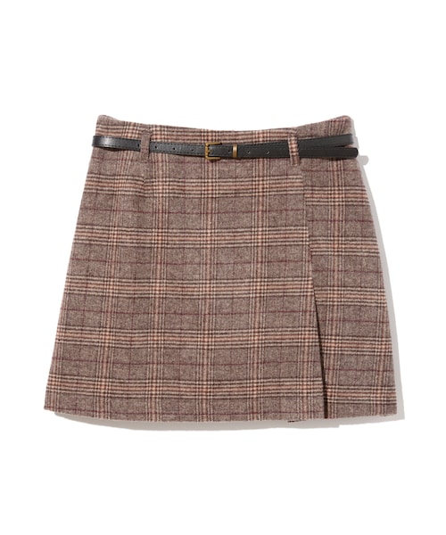 GRL（グレイル）の「ベルト付きチェックスカート（スカート・レディース・ブラウン/グレー/チャコール・S）」の2枚目の写真