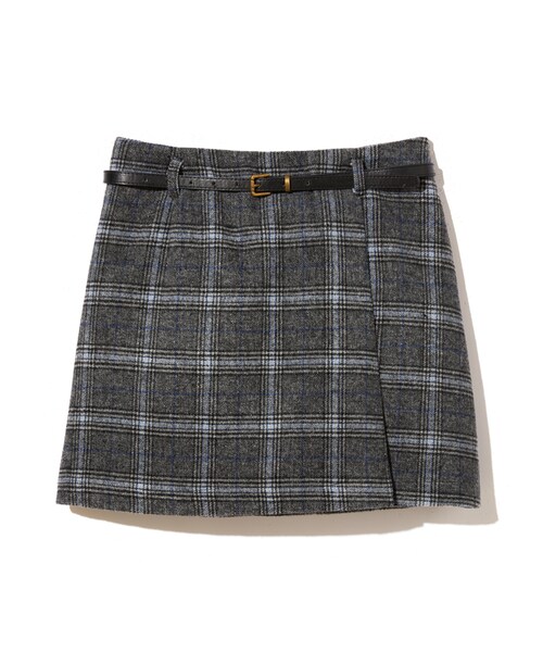 GRL（グレイル）の「ベルト付きチェックスカート（スカート・レディース・ブラウン/グレー/チャコール・S）」の3枚目の写真