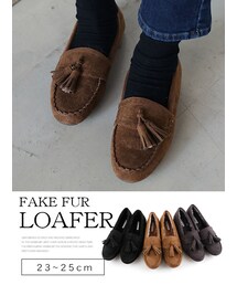 KORMARCH | フェイクファータッセルローファー(ローファー)