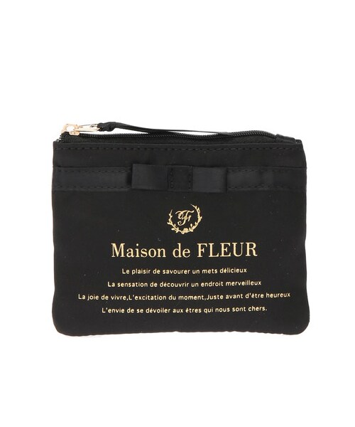 Maison de FLEUR サテンブランドロゴポーチ Maison de FLEUR（メゾンドフルール）の「サテンブランドロゴポーチ