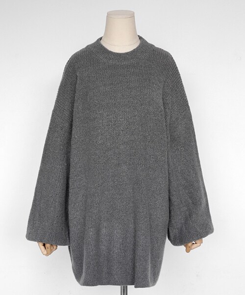 DHOLIC（ディーホリック）の「ボリュームスリーブオーバーニット（ニット/セーター・レディース・ベージュ/ブラック/グレー・FREE）」の3枚目の写真