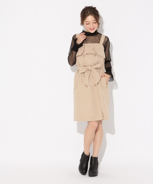 Heather(ヘザー)の「アソートトレンチジャンスカ(ワンピース/ドレス・ベージュ/チェック/デニム)」の4枚目の写真