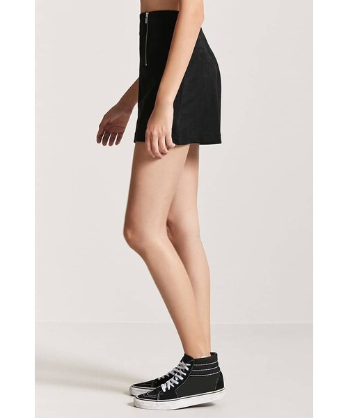 FOREVER 21(フォーエバー トゥエンティーワン)の「フェイクスエードフロントジッパーミニスカート(スカート・レディース・BLACK/TAN/GREY・S/M/L)」の3枚目の写真