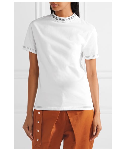 Acne Studios（アクネストゥディオズ）の「Acne Studios - Meike Intarsia Cotton T-shirt - White（Tシャツ/カットソー・レディース・White・large）」の4枚目の写真